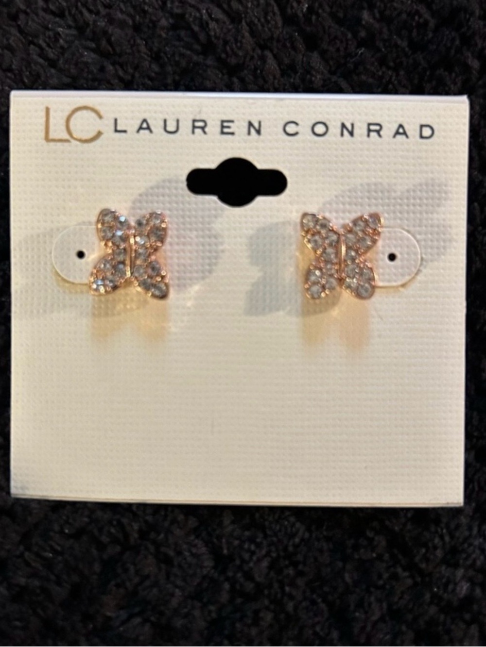 LC Lauren Conrad Rose Gold Butterfly Crystal Stud Earrings